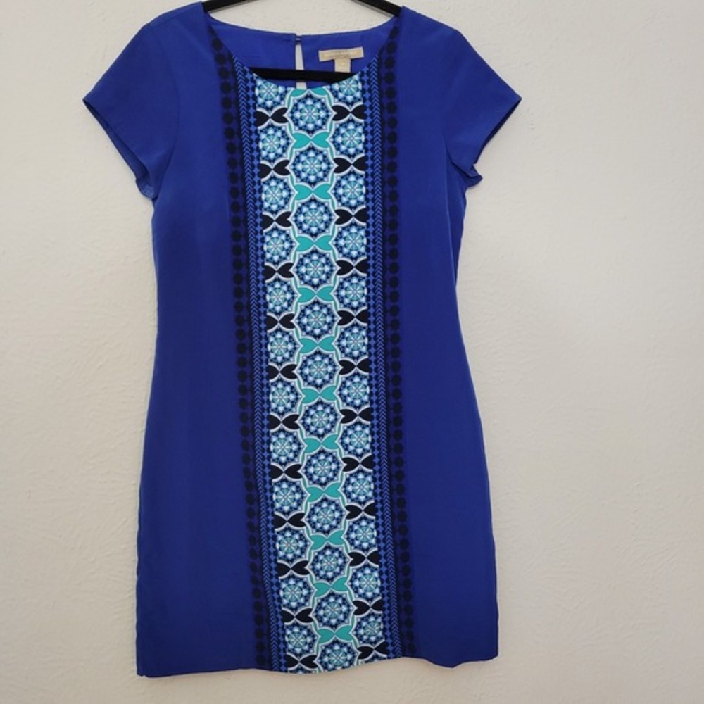 Banana Republic Sheath Dress Floral Print Career Party Royal Blue Size 6